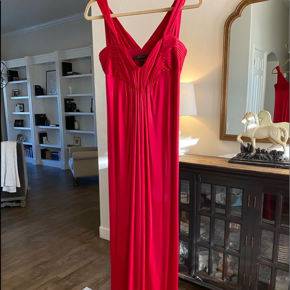 Never worn in my closet red evening dress floor length from BCBG size Small!